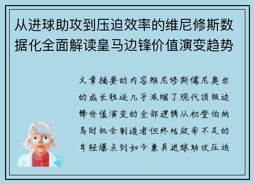 从进球助攻到压迫效率的维尼修斯数据化全面解读皇马边锋价值演变趋势
